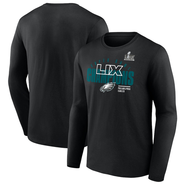 Men's Black Philadelphia Eagles Super Bowl LIX Champions Legacy Iconic Victory Long Sleeve T-Shirt